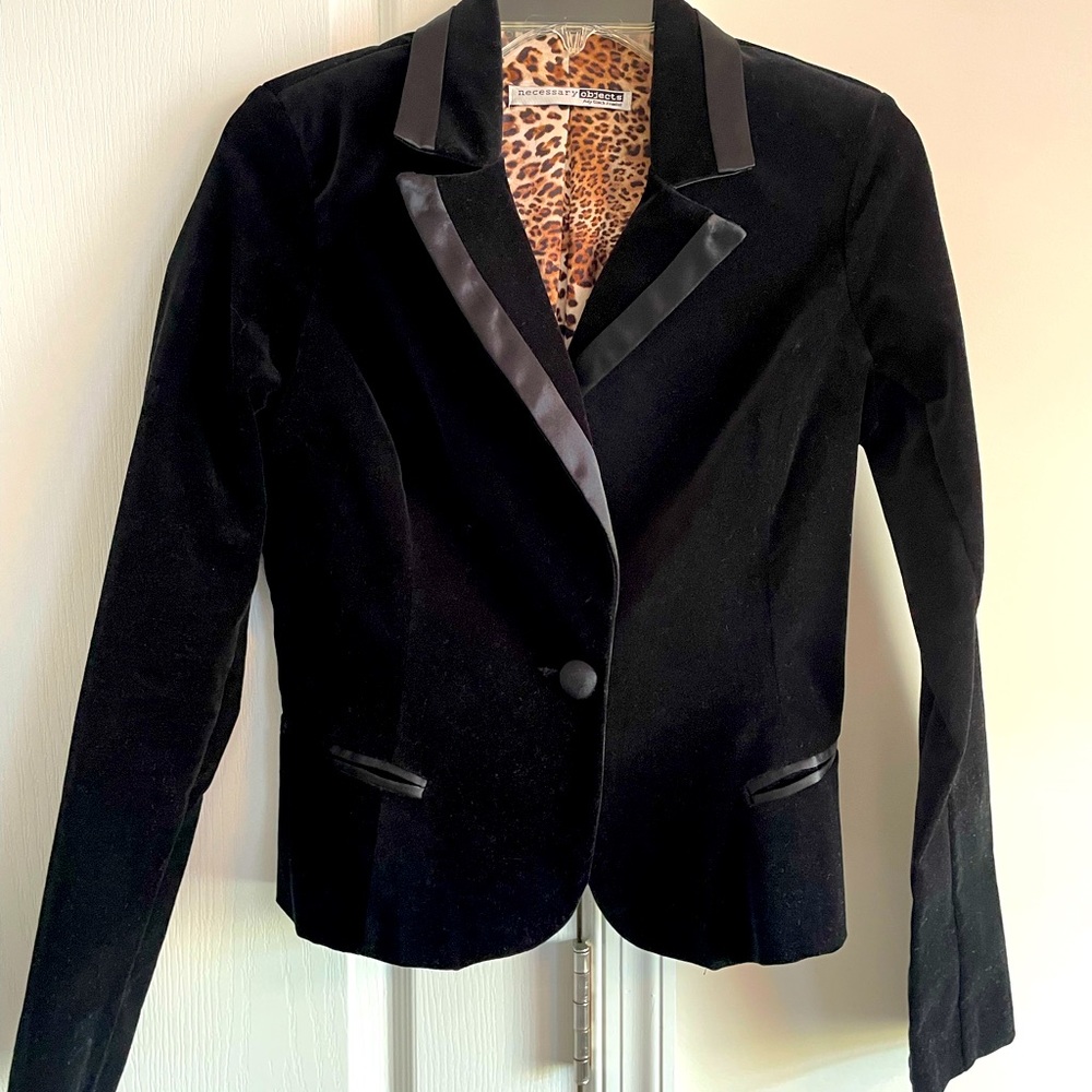 Necessary Objects Black Velvet Blazer Jacket size M